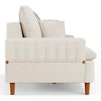 Sofá 200cm 3 Lugares Com Almofadas Pés Curvos Veras Linho D05 Cru - Mpozenato - 7