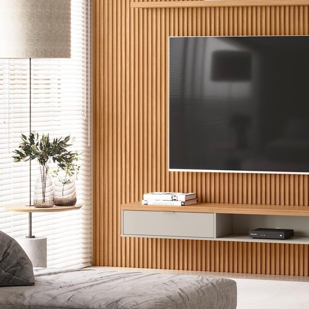 Painel Ripado Decorativo Sala Quarto 219x250cm Prime Plus L06 Nature Fosco - Mpozenato - 2