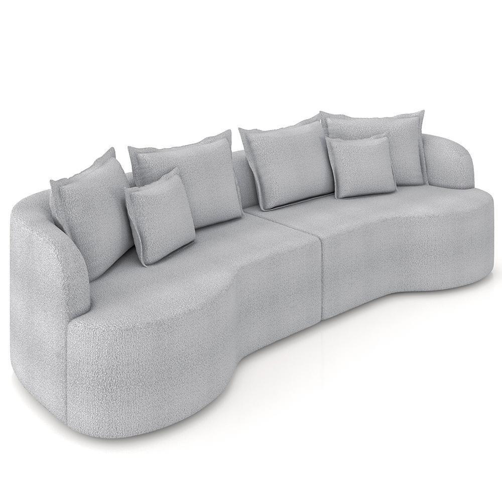 Sofá 3 Lugares 230cm Orgânico Quito K04 Boucle Cinza - Mpozenato - 1