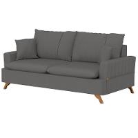 Sofá 200cm 3 Lugares Com Almofadas Pés Curvos Veras Suede D05 Cinza - Mpozenato - 6