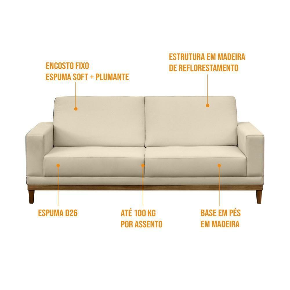 Sofá Living 160cm 2 Lugares Kayrós D05 Suede Bege - Mpozenato - 2