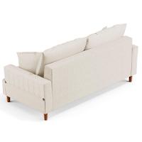 Sofá 180cm 3 Lugares Com Almofadas Pés Curvos Veras Linho D05 Cru - Mpozenato - 6