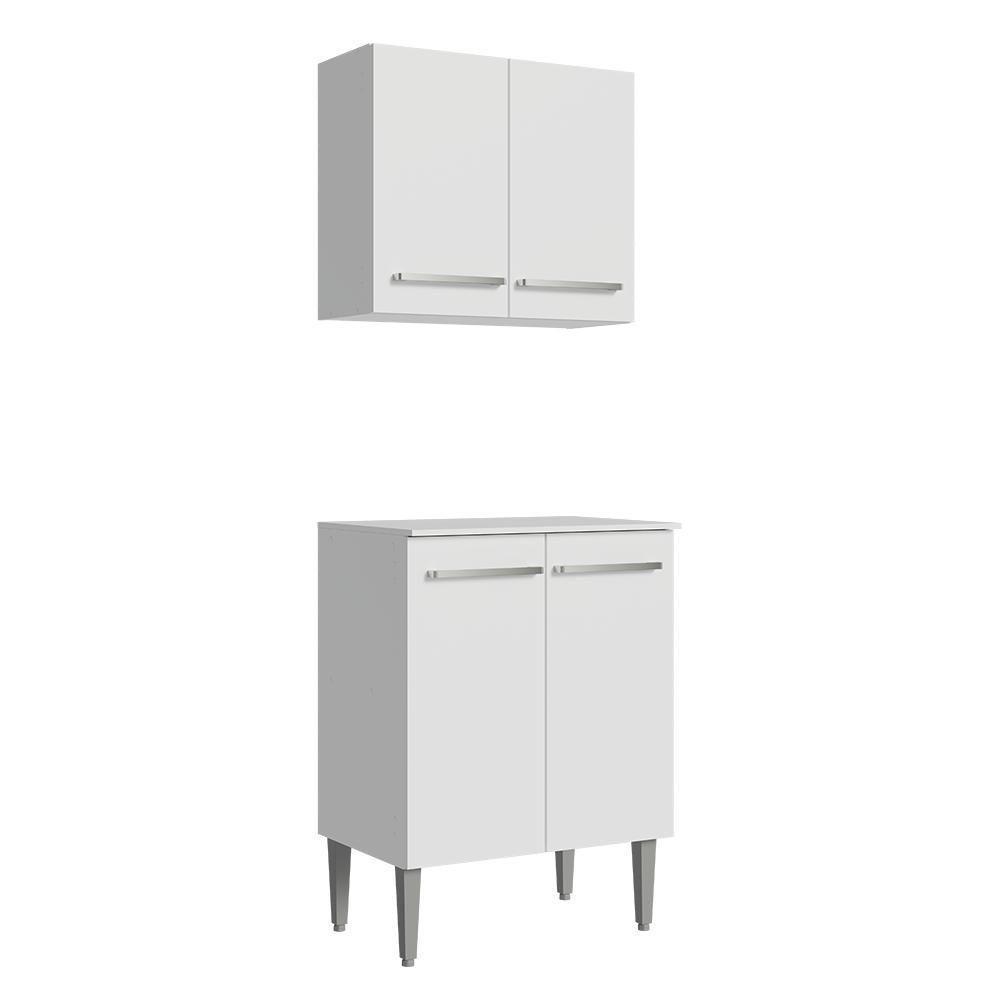 Kit Com Armário Aéreo E Balcão 64cm Madesa Emilly Branco - 1