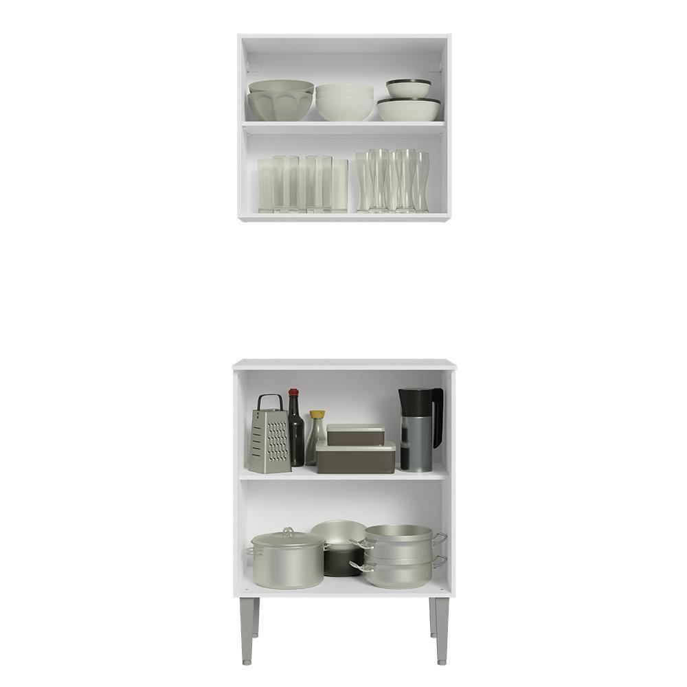 Kit Com Armário Aéreo E Balcão 64cm Madesa Emilly Branco - 4
