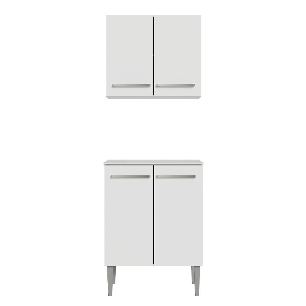 Kit Com Armário Aéreo E Balcão 64cm Madesa Emilly Branco - 6