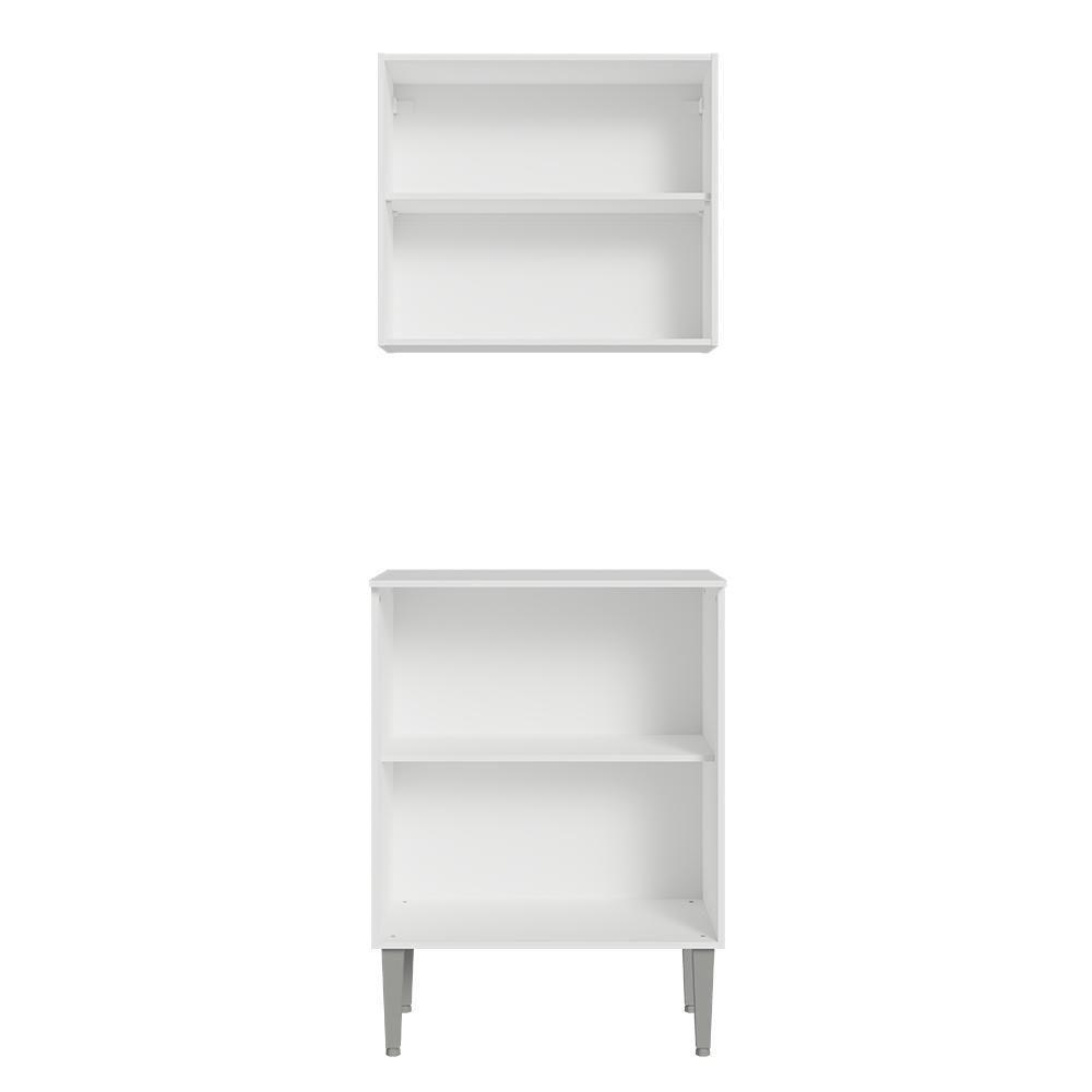 Kit Com Armário Aéreo E Balcão 64cm Madesa Emilly Branco - 7