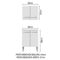 Kit Com Armário Aéreo E Balcão 64cm Madesa Emilly Branco - 2