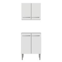 Kit Com Armário Aéreo E Balcão 64cm Madesa Emilly Branco - 6