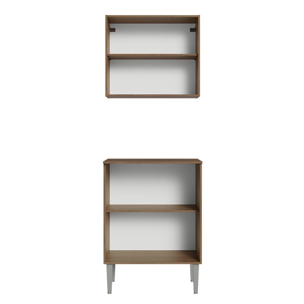 Kit Com Armário Aéreo E Balcão 64cm Madesa Emilly Rustic/branco - 7