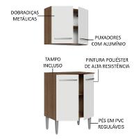 Kit Com Armário Aéreo E Balcão 64cm Madesa Emilly Rustic/branco - 3
