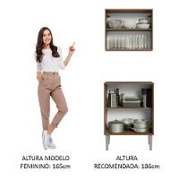 Kit Com Armário Aéreo E Balcão 64cm Madesa Emilly Rustic/branco - 5