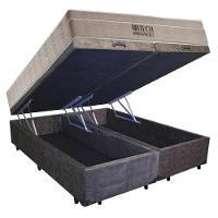 Cama Box Baú Queen Suede Bipartido + Colchão Ortobom Airtech Molas Ensacadas 158x198x65 Cor:marrom - 6