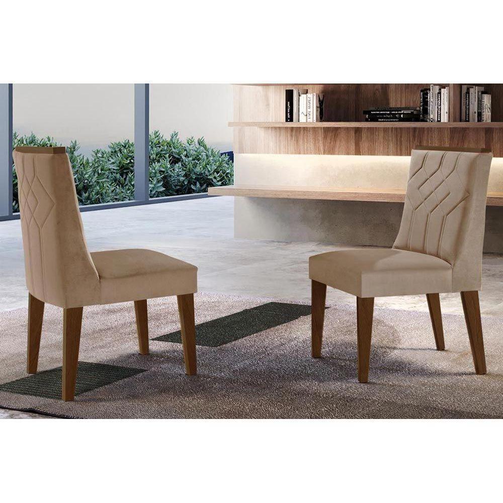 Cadeira Sala de Jantar Nevada Kit 2 Un Madeira Capuccino/Veludo Capuccino - Rufato - 1