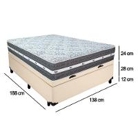 Cama Box Baú Casal Sintético + Colchão Anjos Black Graphite Molas Ensacadas 138x188x64cm Cor:bege - 3