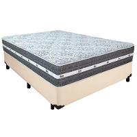 Cama Box Casal Sintético + Colchão Anjos Black Graphite Molas Ensacadas 138x188x64cm Bege - 1