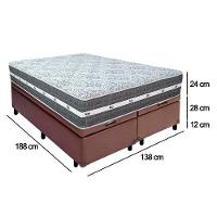 Cama Box Baú Casal Bipartido Sintético + Colchão Anjos Black Graphite Molas Ensacadas 138x188x64cm Marrom