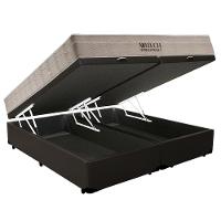 Cama Box Baú King Sintético Bipartido + Colchão Ortobom Airtech Molas Ensacadas 193x203x65 Marrom - 5