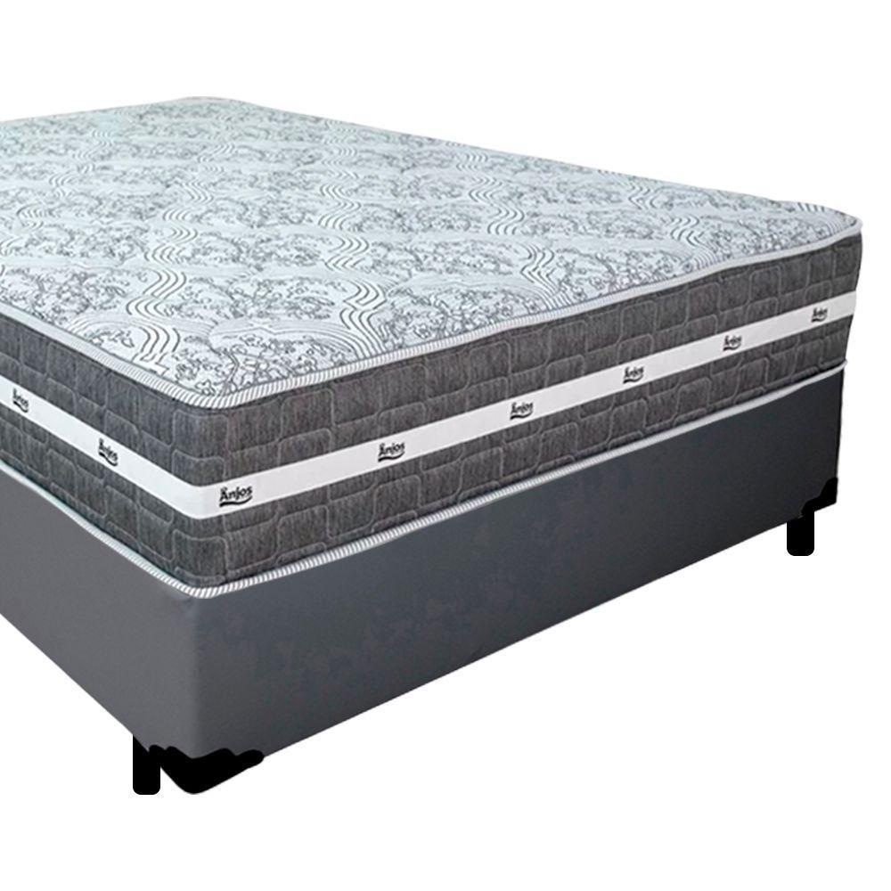 Cama Box Casal Sintético + Colchão Anjos Black Graphite Molas Ensacadas 138x188x64cm Cinza - 5