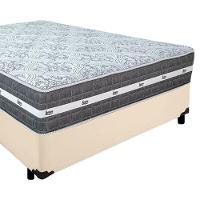 Cama Box Casal Sintético + Colchão Anjos Black Graphite Molas Ensacadas 138x188x64cm Bege - 5