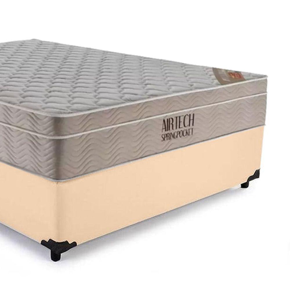 Cama Box Casal Sintético + Colchão Ortobom Airtech Molas Ensacadas 138x188x65 Cor:bege - 6