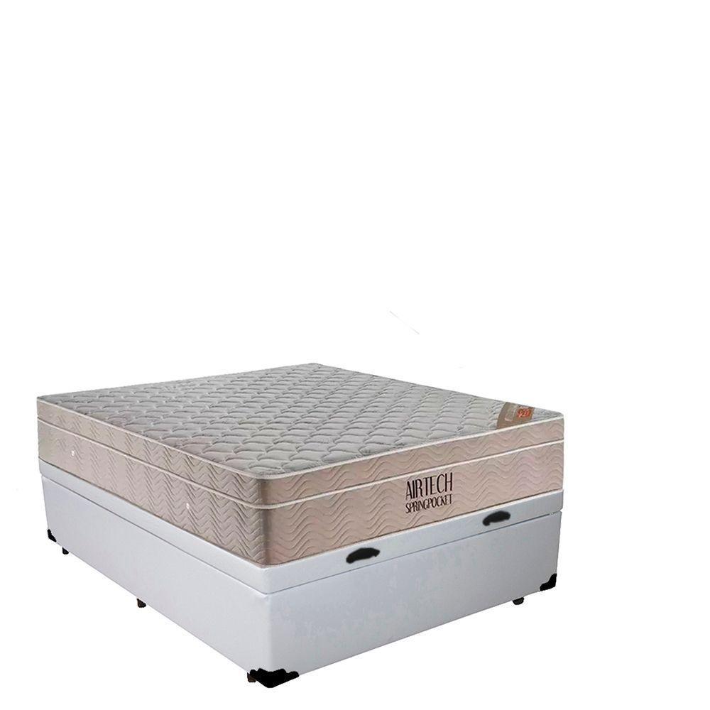 Cama Box Baú Casal Sintético + Colchão Ortobom Airtech Molas Ensacadas 138x188x65 Cor:branco - 7