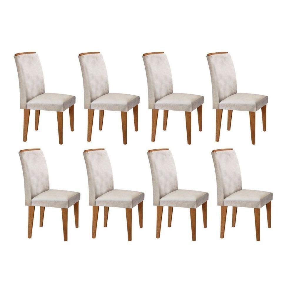 Cadeira Sala De Jantar Lunara Kit 8 Un Imbuia/Veludo Creme - Rufato - 1