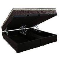 Cama Box Baú Queen Suede Bipartido + Colchão Elegance Ortopédico Espuma D33 Extra Firme 158x198x63 Cor:preto - 5