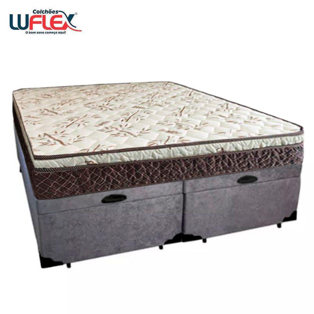 Cama Box Baú Queen Suede Bipartido + Colchão Elegance Ortopédico Espuma D33 Extra Firme 158x198x63 Cor:cinza - 6