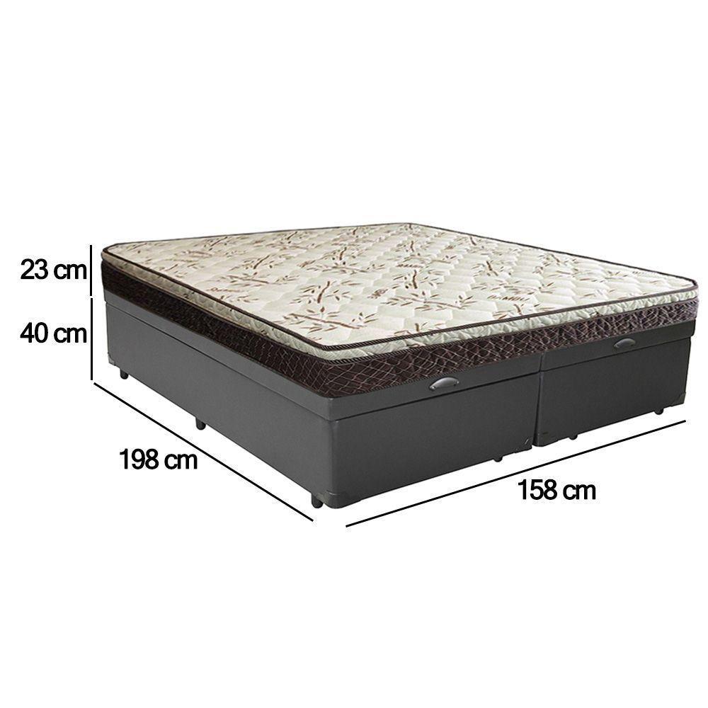 Cama Box Baú Queen Sintético Bipartido + Colchão Elegance Ortopédico Espuma D33 Extra Firme 158x198x63 Cor:cinza - 4