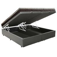 Cama Box Baú Queen Sintético Bipartido + Colchão Elegance Ortopédico Espuma D33 Extra Firme 158x198x63 Cor:cinza - 5