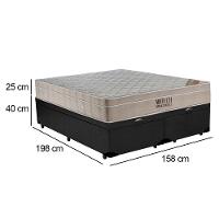 Cama Box Baú Queen Sintético Bipartido + Colchão Ortobom Airtech Molas Ensacadas 158x198x65 Preto - 2