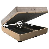 Cama Box Baú Queen Sintético Bipartido + Colchão Ortobom Airtech Molas Ensacadas 158x198x65 Cor:bege - 5