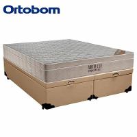 Cama Box Baú Queen Sintético Bipartido + Colchão Ortobom Airtech Molas Ensacadas 158x198x65 Cor:bege - 6