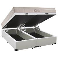 Cama Box Baú Queen Sintético Bipartido + Colchão Ortobom Airtech Molas Ensacadas 158x198x65 Branco - 5