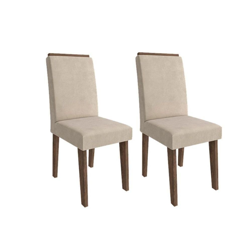 Cadeira Sala de Jantar Milena Kit 2 Un Marrocos/Suede Bege - Cimol - 1