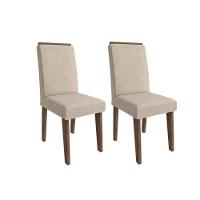 Cadeira Sala de Jantar Milena Kit 2 Un Marrocos/Suede Bege - Cimol - 1