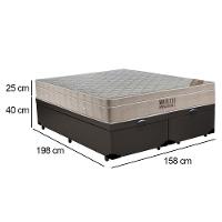 Cama Box Baú Queen Sintético Bipartido + Colchão Ortobom Airtech Molas Ensacadas 158x198x65 Cor:marrom - 3