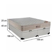 Cama Box Baú Queen Sintético Bipartido + Colchão Ortobom Airtech Molas Ensacadas 158x198x65 Cor:branco - 3