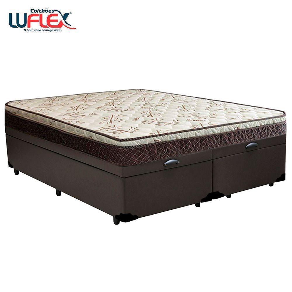 Cama Box Baú Queen Sintético Bipartido + Colchão Elegance Ortopédico Espuma D33 Extra Firme 158x198x63 Cor:marrom - 6