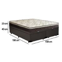 Cama Box Baú Queen Sintético Bipartido + Colchão Elegance Ortopédico Espuma D33 Extra Firme 158x198x63 Cor:marrom