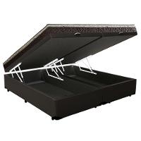 Cama Box Baú Queen Sintético Bipartido + Colchão Elegance Ortopédico Espuma D33 Extra Firme 158x198x63 Cor:marrom - 5