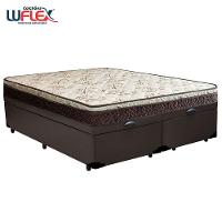 Cama Box Baú Queen Sintético Bipartido + Colchão Elegance Ortopédico Espuma D33 Extra Firme 158x198x63 Cor:marrom - 6