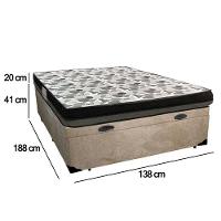 Cama Box Baú Casal Suede + Colchão Ortobom Iso Dupla Face 138x188x60 Cor:bege - 7