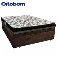 Cama Box Baú Casal Suede + Colchão Ortobom Iso Dupla Face 138x188x60 Cor:marrom - 3