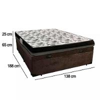 Cama Box Baú Casal Suede + Colchão Ortobom Iso Dupla Face 138x188x60 Cor:marrom - 6