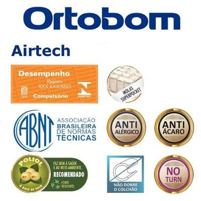 Cama Box Baú Casal Sintético + Colchão Ortobom Airtech Molas Ensacadas 138x188x65 Cinza
