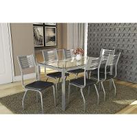 Cadeira Sala de Jantar Munique 4C047 Kit 4 Un Cromado/Courano Preto - Kappesberg - 2