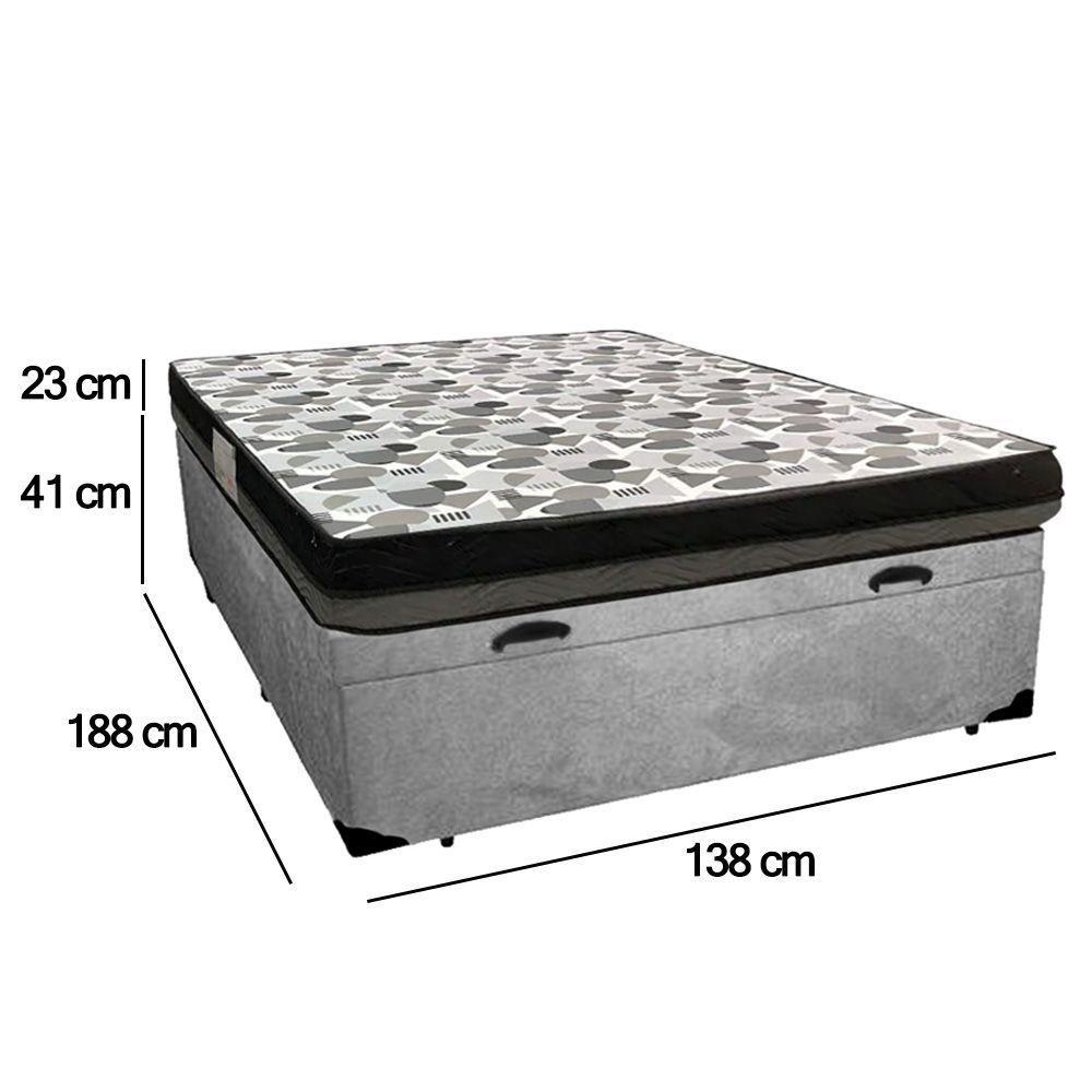 Cama Box Baú Casal Suede + Colchão Ortobom Iso Dupla Face 138x188x60 Cor:cinza - 4