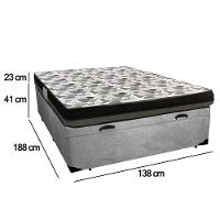 Cama Box Baú Casal Suede + Colchão Ortobom Iso Dupla Face 138x188x60 Cor:cinza