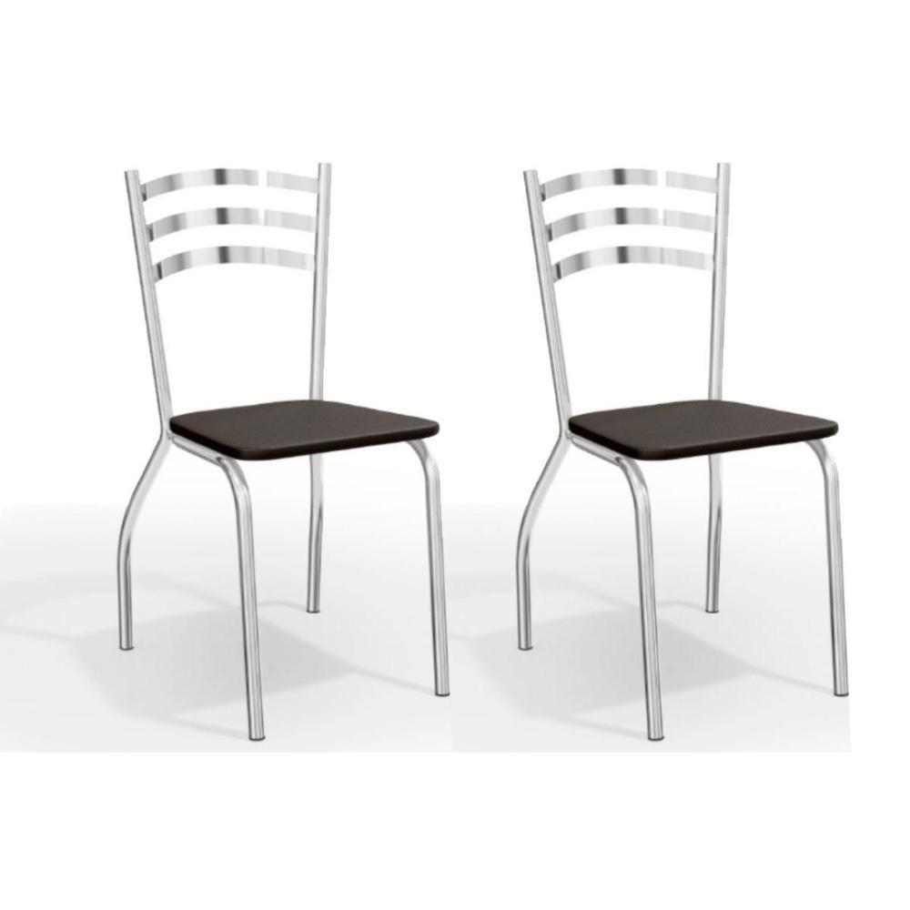 Cadeira Sala de Jantar Portugal 2C007 Kit 2 Un Cromado/Courano Preto - Kappesberg - 1